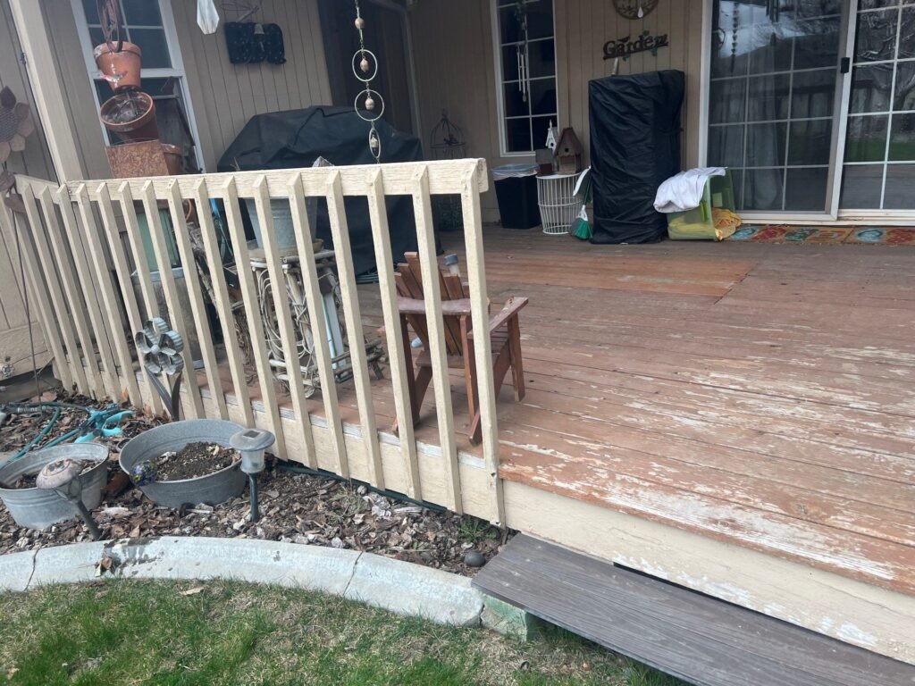 Grey, worn deck in West Richland before restoration